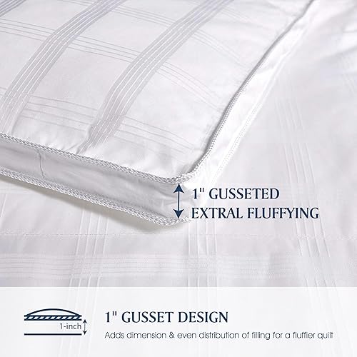 Miniatura 3 de Blue Ridge Home Fashions Edredón alternativo Duraloft de algodón de 600 hilos, tamaño matrimonialqueen, blanco (121002)