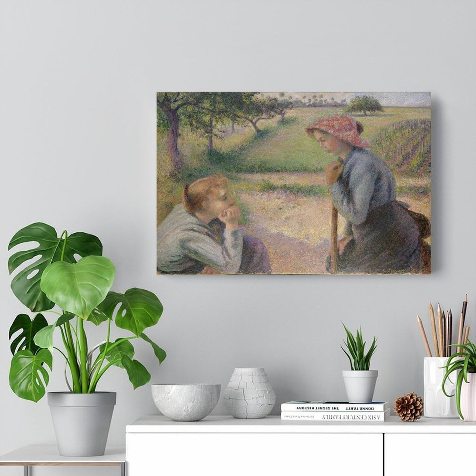 Camille Pissarro - Póster de dos jóvenes campesinas para pared, impresiones fotográficas, pinturas para decoración del hogar, 40,6 x 61 cm