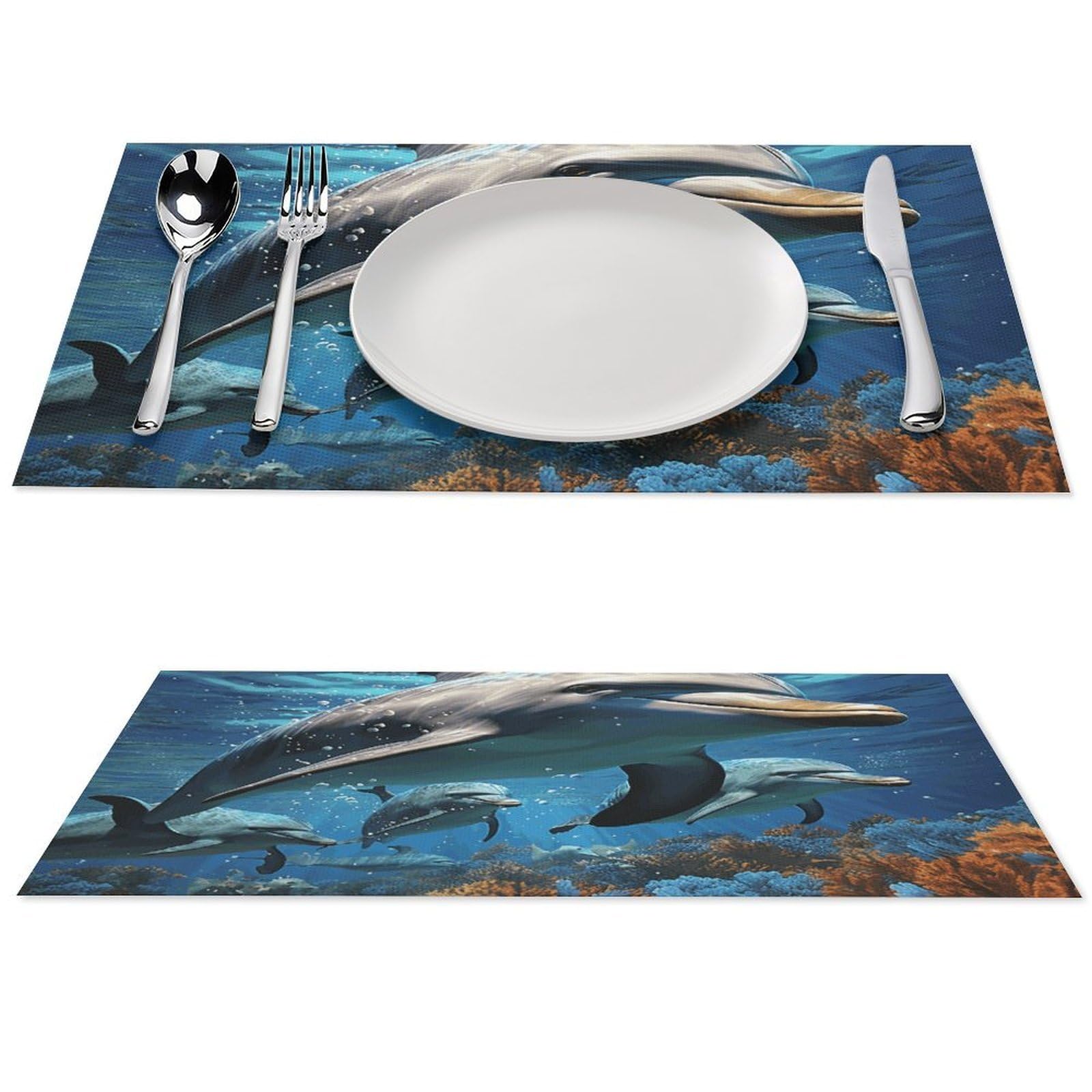Set de table en PVC dauphins pour vos repas en terrasse et déjeuners d'été