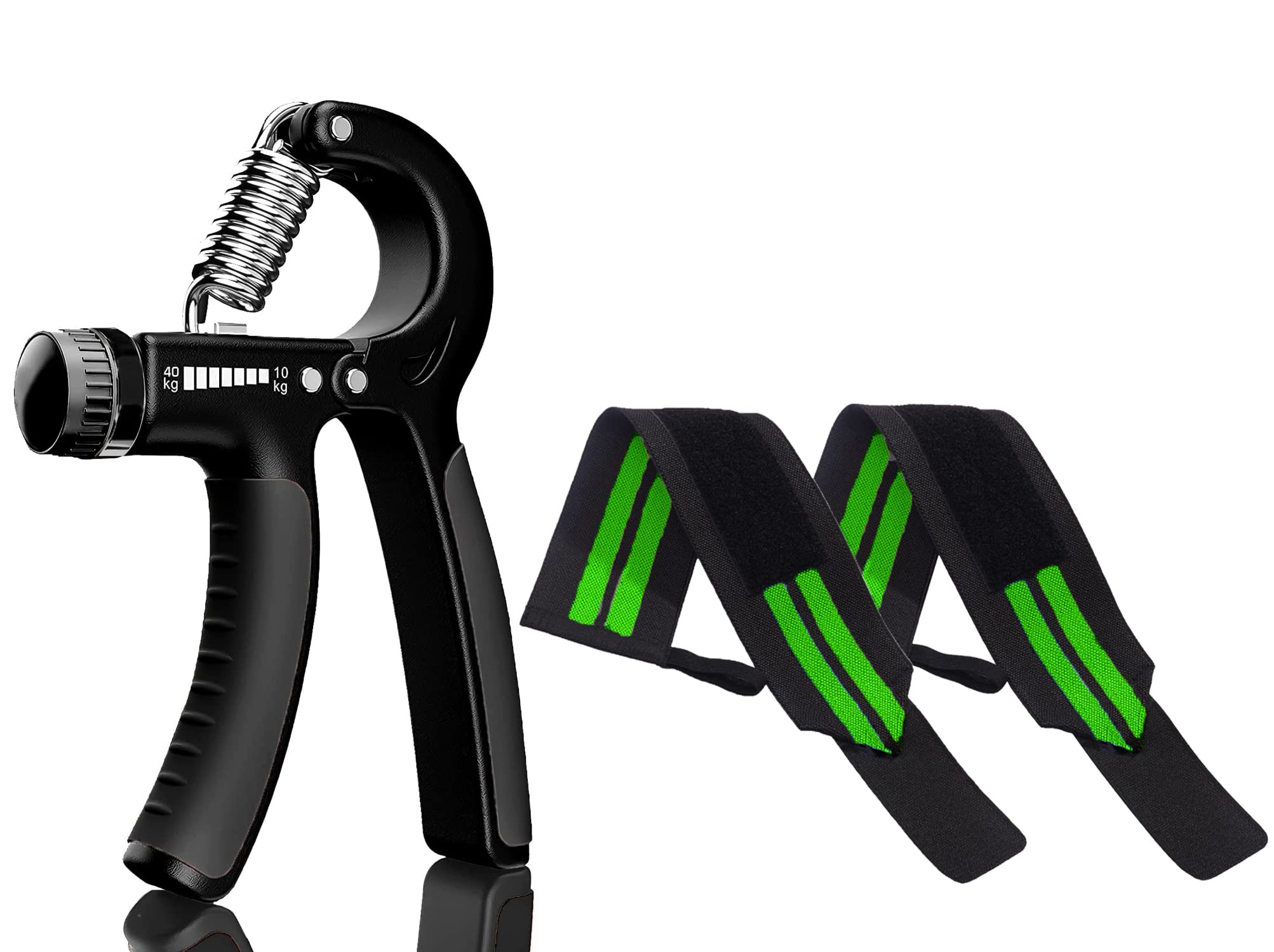 Hand Exerciser Gripper 10 to 40kg with Wrist Support Band and Thumb Loop Strap for Unisex.(Pack of 2) (Green)-image-19