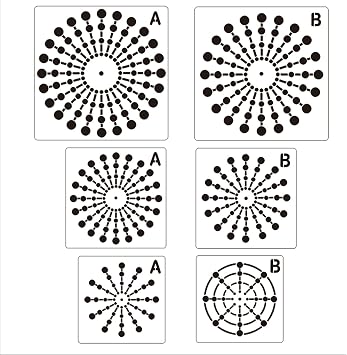 Mandala Dotting Stencils, 6Pcs Mandala Dot Painting Stencils, 3 Size 6 Pattern Dotting Stencil Template DIY Mandalas Stones, 8/12/16/20/24 Segment Mandalas Stencil for Dot Painting
