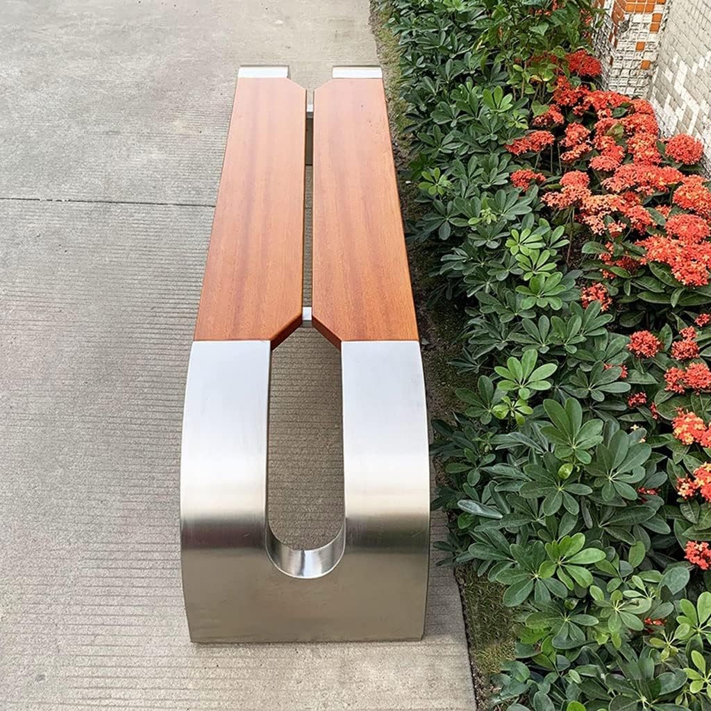 Patio Benches for Outdoors Creative Simple Outdoor Stainless Steel Bench Square Shopping Mall Rest Garden Viewing Leisure Seat Beach Chair Garden Benches for Outdoors