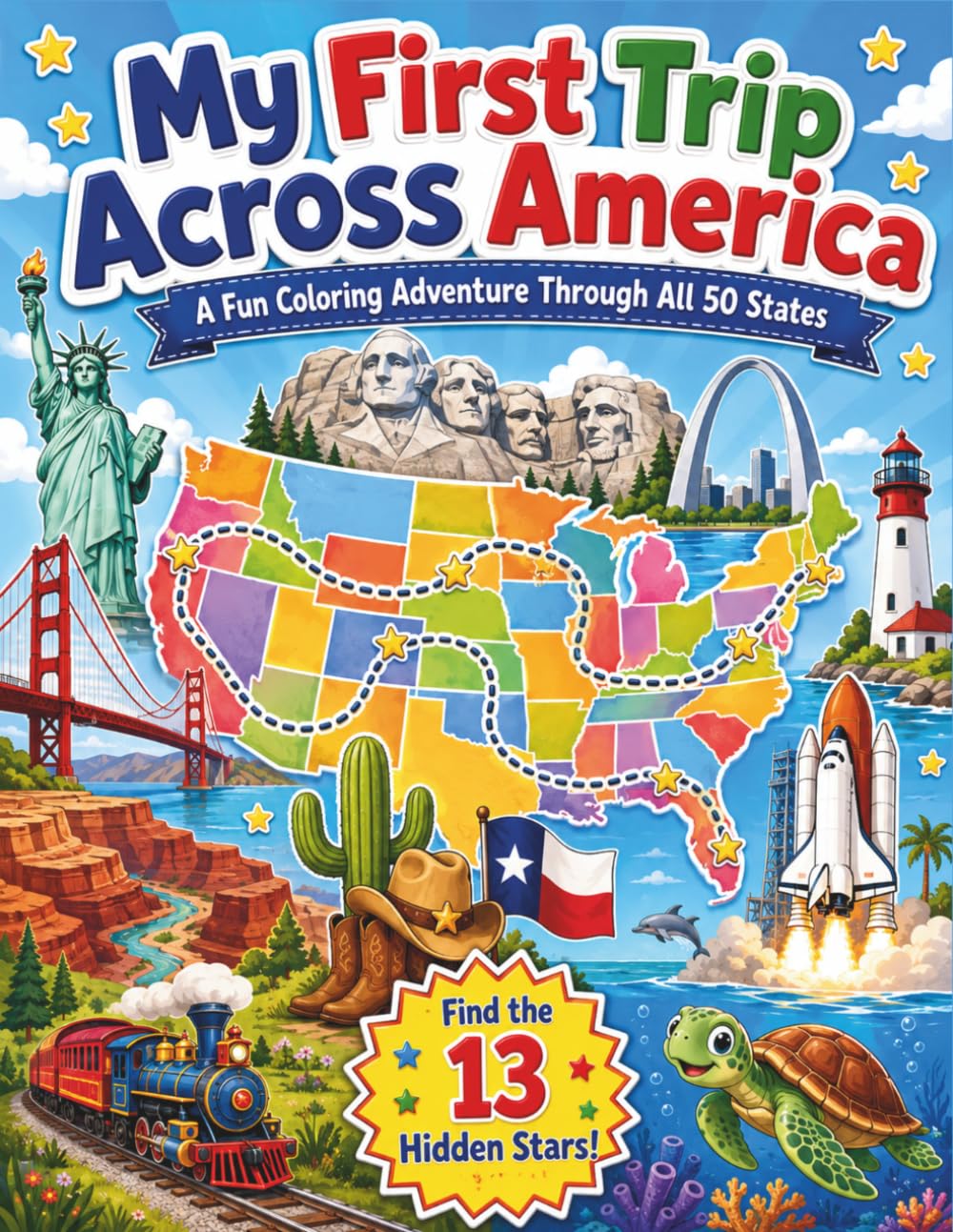 My First Trip Across America: A Fun Coloring Adventure Through All 50 States