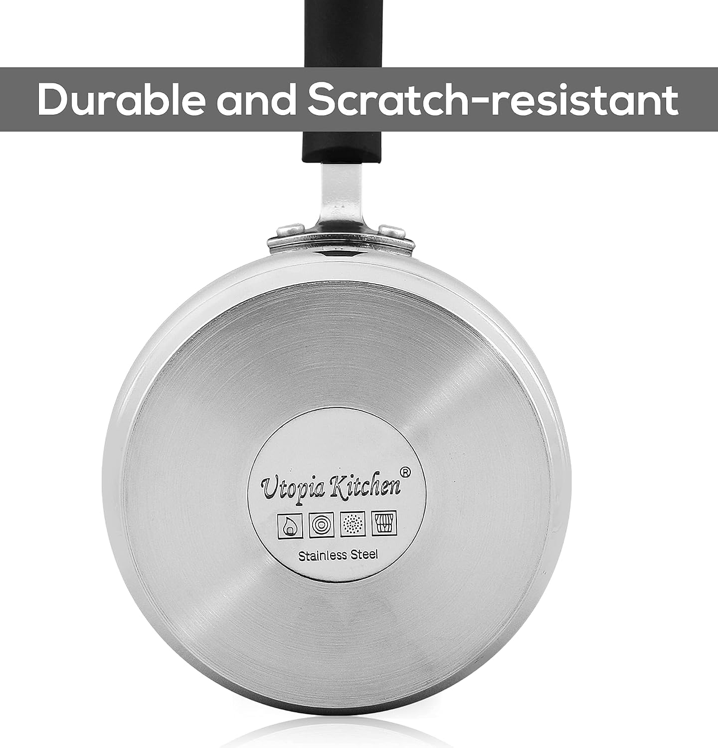Utopia Kitchen Stainless Steel Saucepan Set - 1 Quart and 2 Quart - Glass Lid - Induction Compatible Stainless Steel