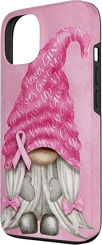 Miniatura 2 de iPhone 13 - Soporte de cáncer rosa con gnomo para el caso de concientización sobre el cáncer de mama