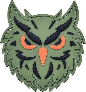 Green Tactical Owl Night Hunter Watcher Morale PVC Patch Compatible with Velcro Patches for Hats, Tactical Patches, Molle Accessories Military Patches, Backpack Patches, Patches for Backpacks