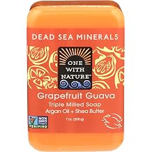 One With Nature Grapefruit Guava Dead Sea Mineral Soap, 7 Ounce Bar Pack of 36