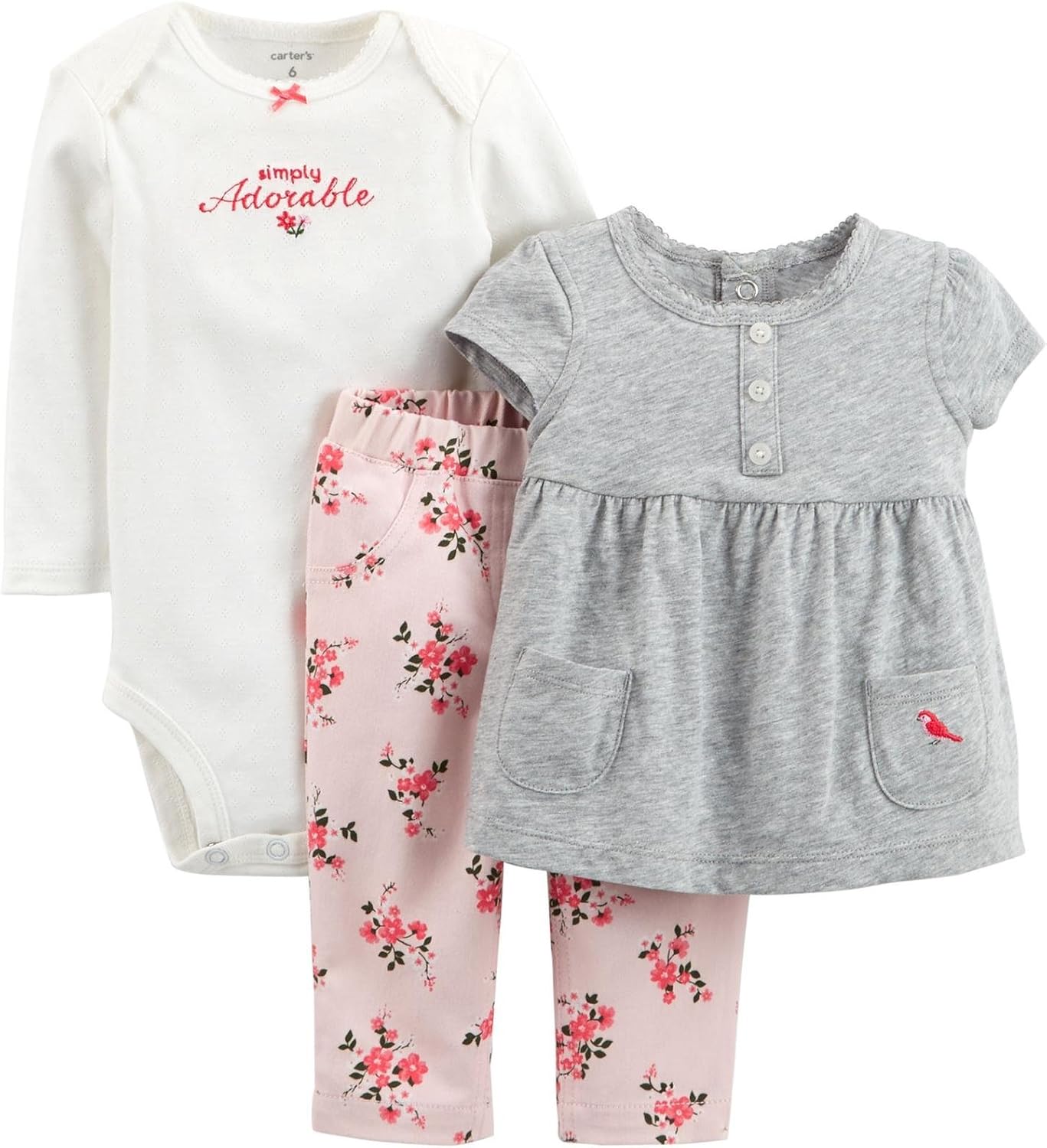 Carter's 3 Piece Layette Set (Baby) - Heather-18 Months