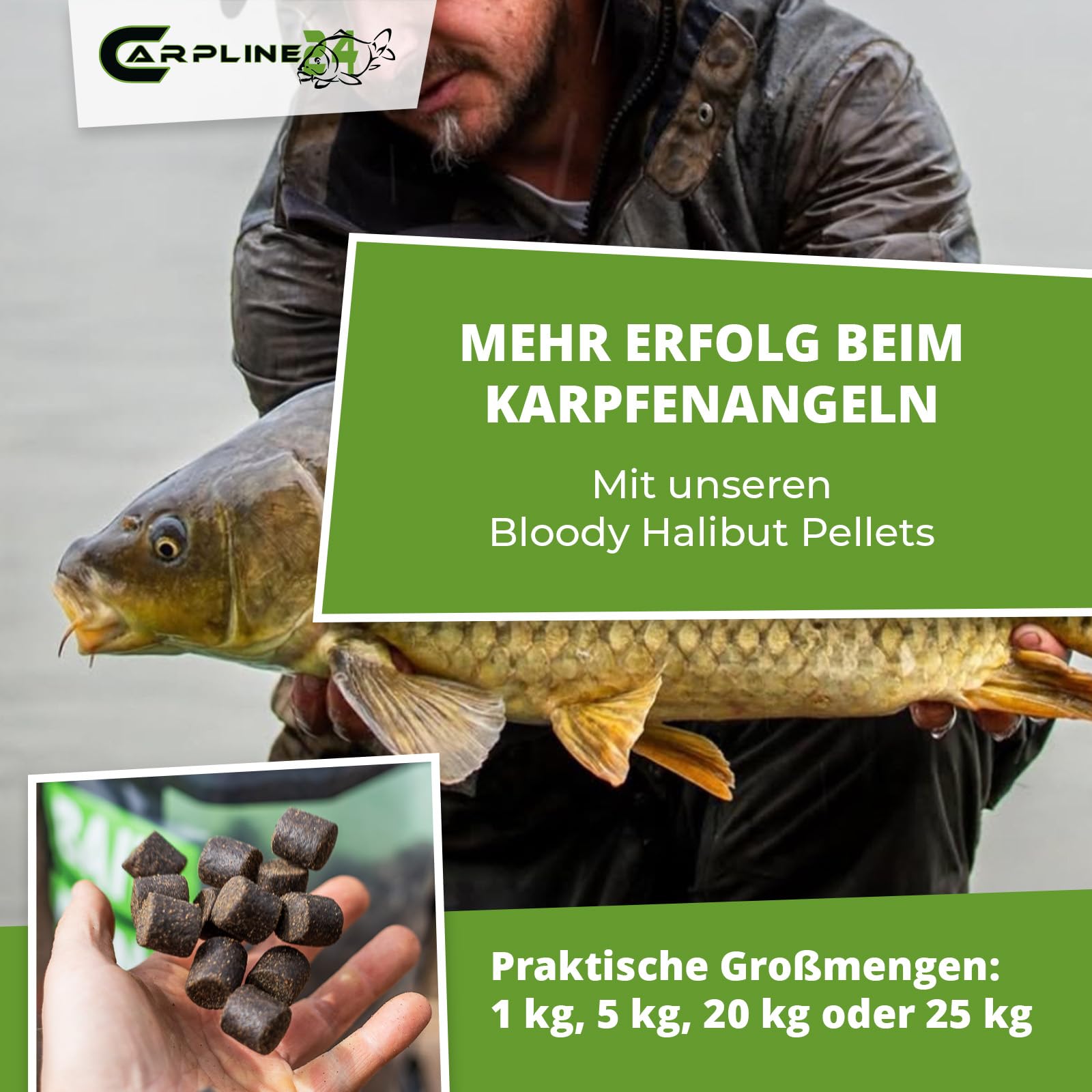 Bloody Halibut Pellets - 25 Kg - 2 mm - Karpfenfutter zum Anfüttern & Angeln von Karpfen, Carp Baits, Futterpellets als Angelköder