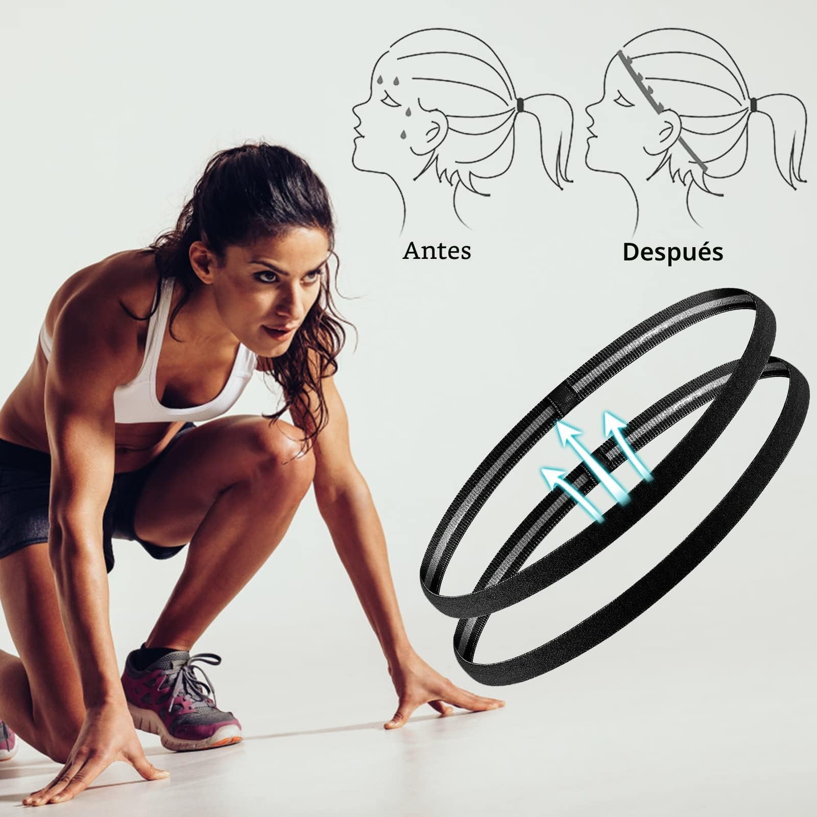 6 Piezas Cinta Deportiva Pelo, Cinta Pelo Niño Hombre Mujer Deporte Diadema Deportiva Elásticas Antideslizante Ppara Yoga Fútbol Jogging