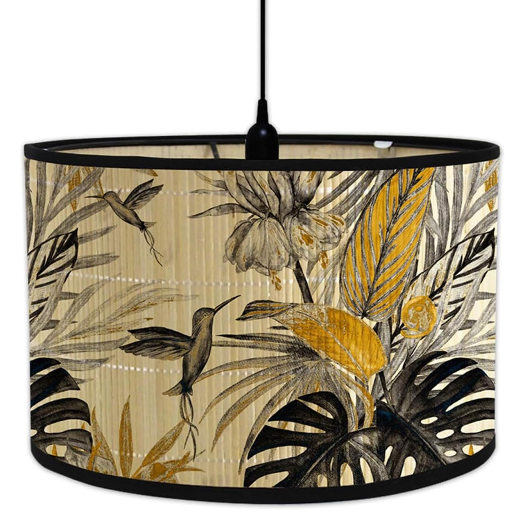 Vintage Lampshade Round Drum Shape Table Lamp Shade 12x8 inch Bamboo Ceiling Light