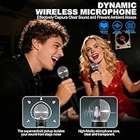 Vista 3 de Micrófonos inalámbricos, sistema de micrófono dinámico de mano dual profesional