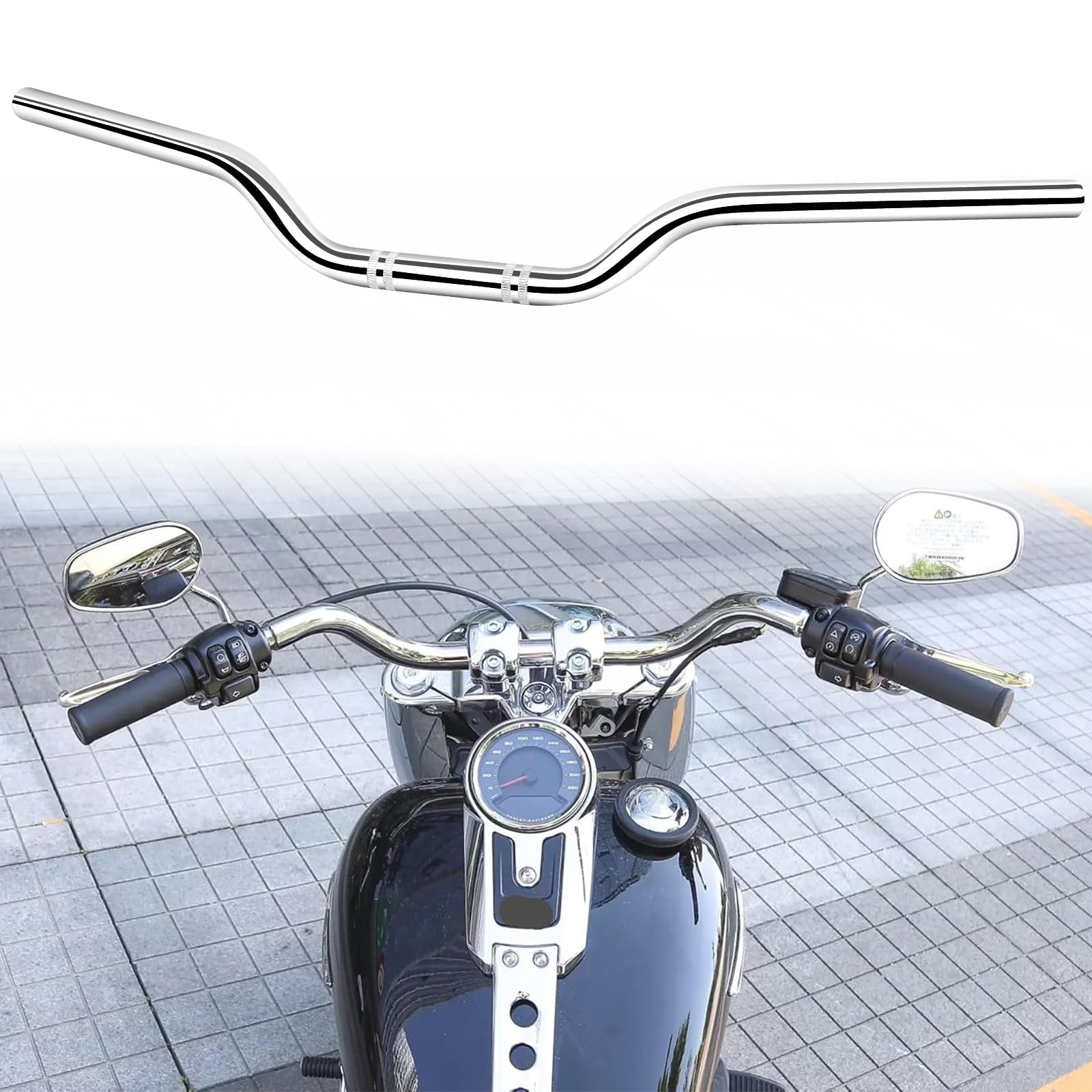 DREAMIZER Manubrio per Moto 7/8" 22mm Manubri Drag Bars Universale per Cafe Race Bobber Motocross Dirt Pit Bike ATV Ebike Mini Bike, Nero (22mm-Cromo)