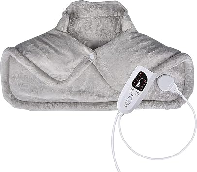 Heated Neck and Shoulder Warmer-6 Heat Settings and 4 Timer Settings Heated Shoulder Pad with Overheat Protection Machine Washable Heated Shoulder and Neck Pad Off-White