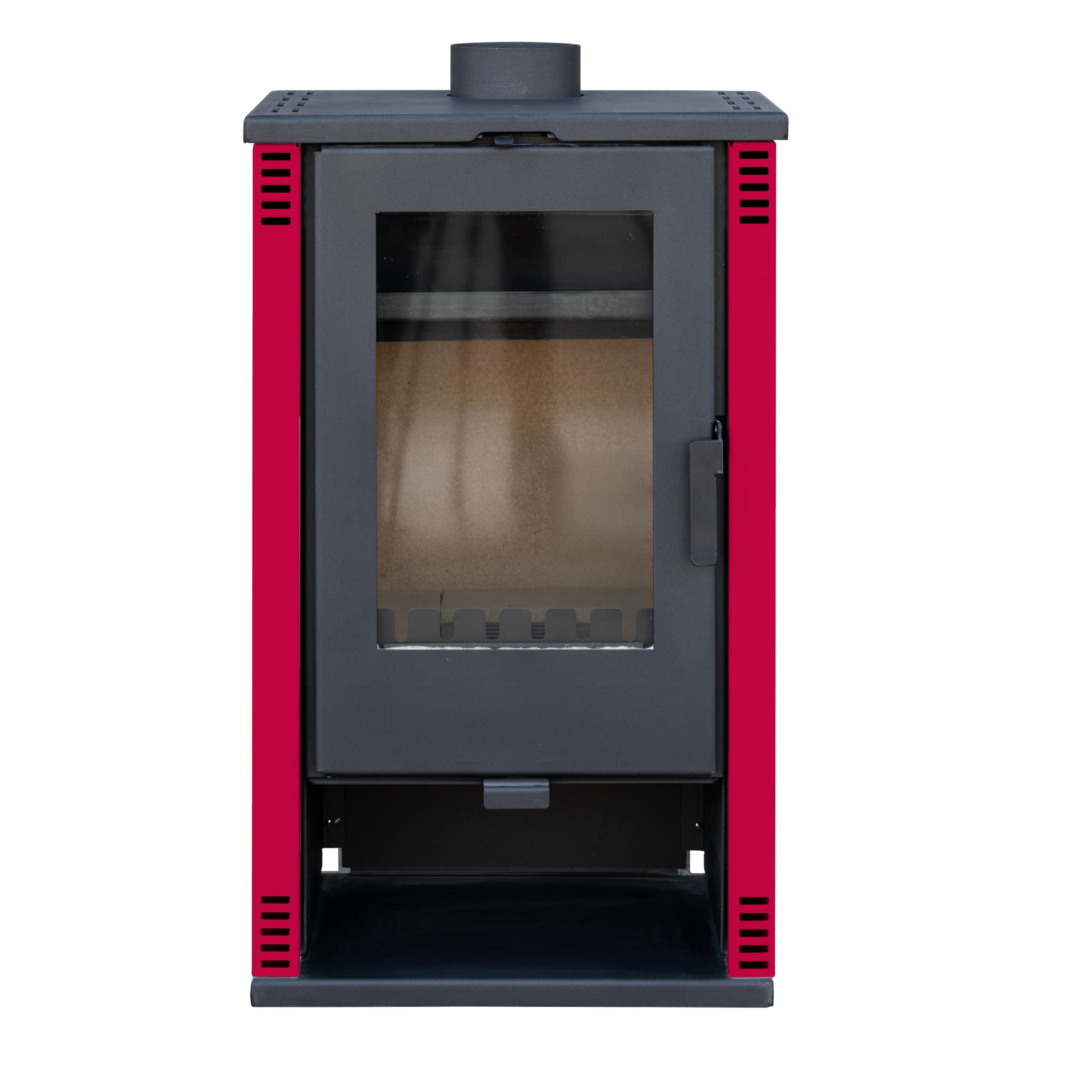 ALAZ Mouse K10M Poêle à bois 10 kW - Bordeaux - Poêle à bois avec chambre de combustion réfractaire et grande fenêtre - Pour bûches jusqu'à 50 cm - Classe énergétique A+