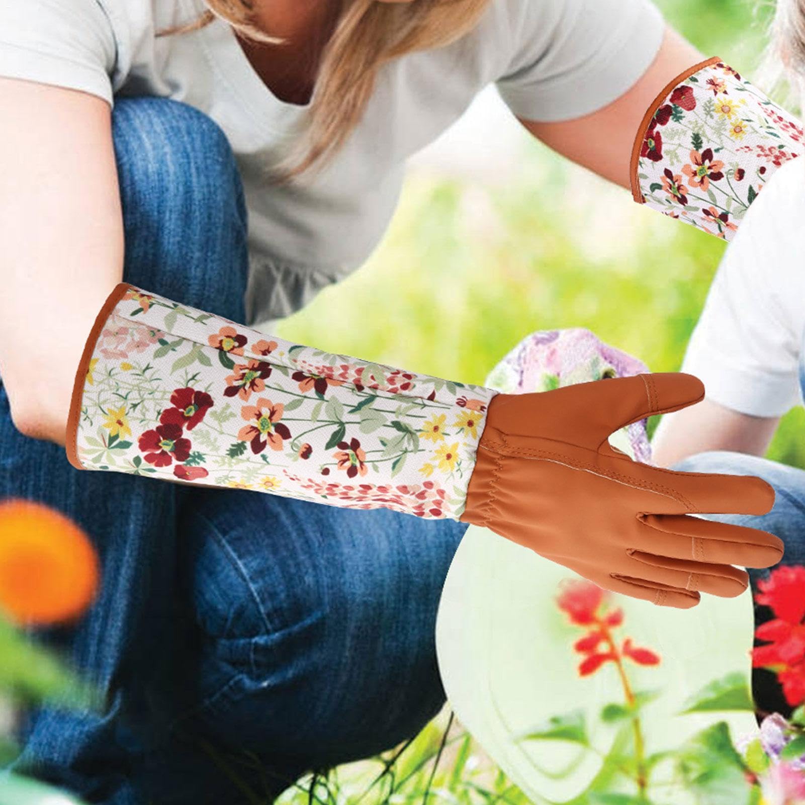 Gants de jardinage longs Doigts et paume renforcés, respirants