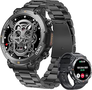 Military Smart Watch for Men Answer Make Calls Message Notification 1.39" HD Full Touch Smartwatch Fitness Tracker Watch Heart Rate Monitor Sleep Monitor Step Counter Sports Watch for iPhone Android