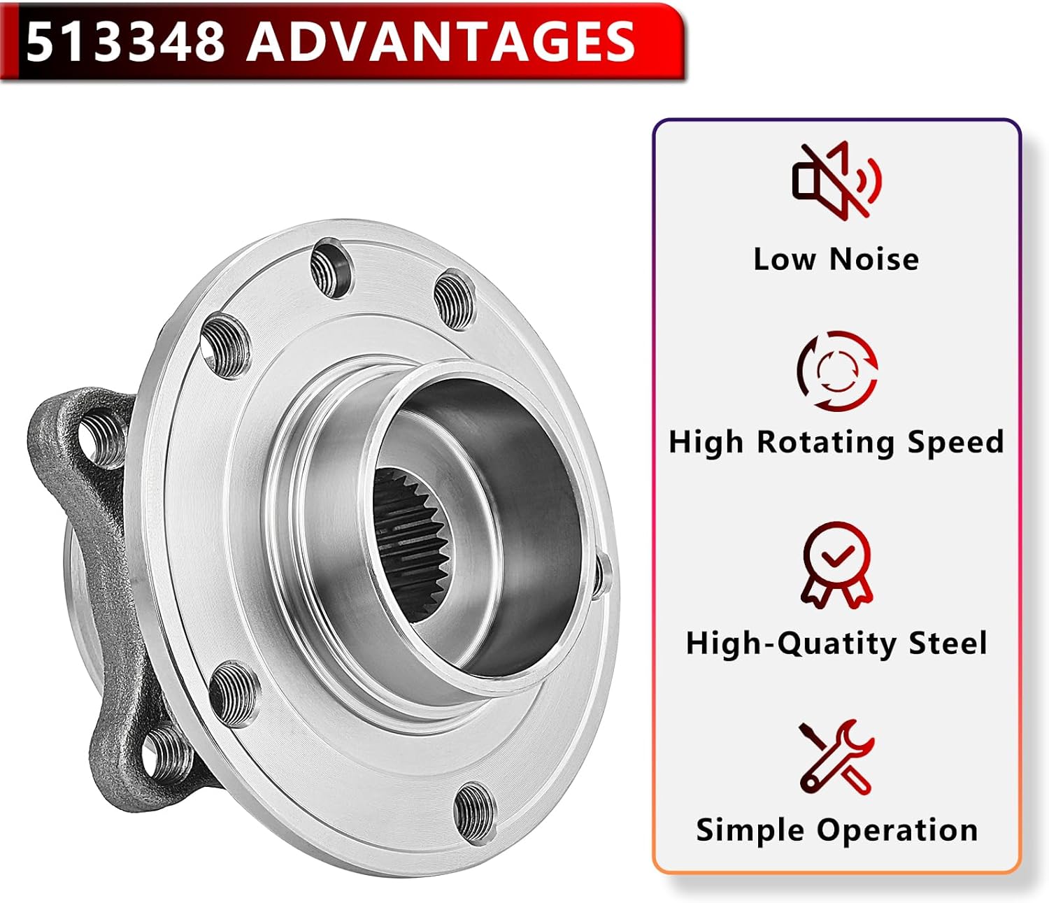 513348 Front Wheel Hub Bearing for Chrysler 200 2015 2016 2017, for Dodge Dart 2013 2014 2015 2016 Driver or Passenger Side Wheel Hub and Bearing Assembly Assembly