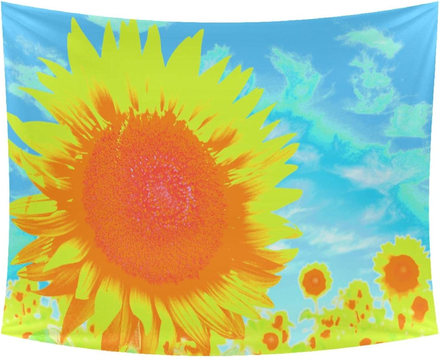 Kasumiori タペストリー ひまわり 夏 雲 植物 自然風景 100x70cm インテリア 多機能 おしゃれ 壁掛け 癒し 自宅 お店 寮 飾り布ポスター 気分転換 ビデオ会議 撮影用 背景布 窓カーテン 個性ギフト 雑貨 ポリエステル製 65 以上節約