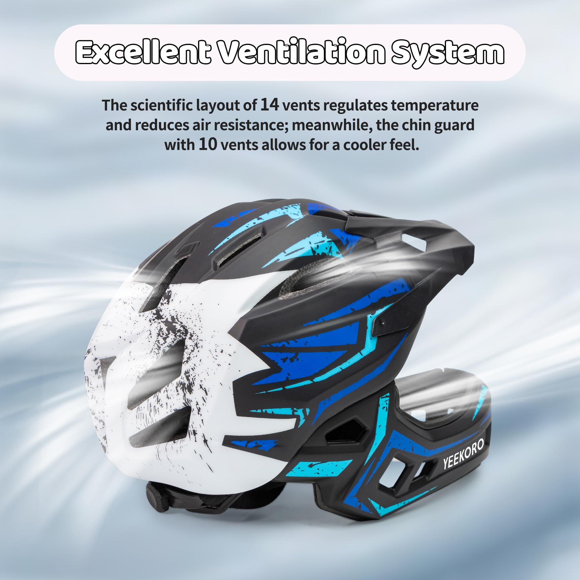 Casco de bicicleta para niños con protector de barbilla, casco de cara completa ajustable desmontable para niñas y niños, casco de ciclismo, monopatín, scooter, equipo de protección, tamaño