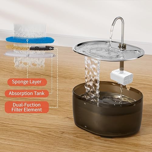 Miniatura 6 de Fuente de agua para gatos, fuente automática para gatos de 3.2 L para beber con diseño de grifo, dispensador de beber para mascotas súper silencioso