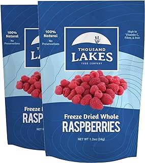 Thousand Lakes Freeze Dried Fruit - Raspberries 2-pack 1.2 ounces (2.4 o...