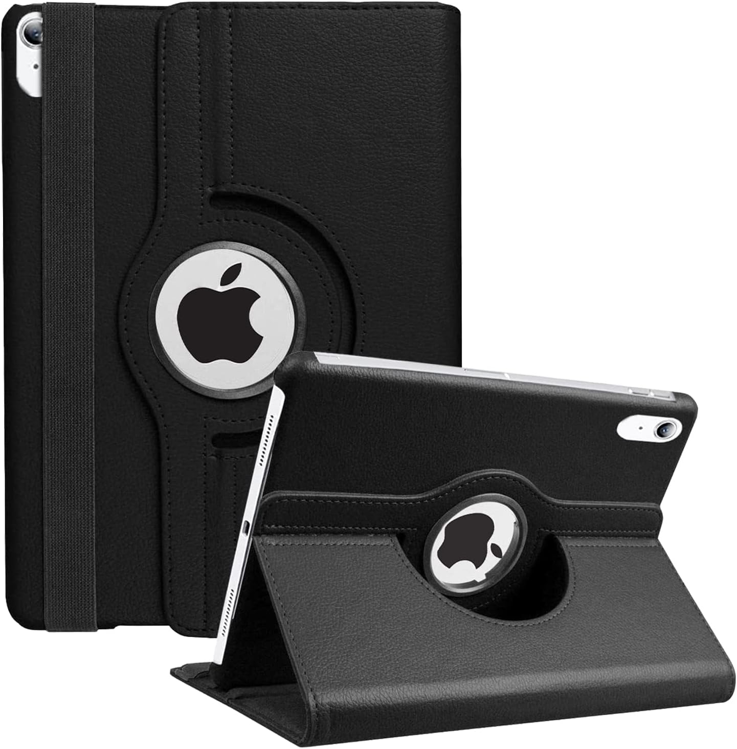 360 Rotation Hard Flip Cover Compatible with iPad (A16) 11th/10th Generation/WiFi -10.9 inch,Leather Finish - Light Weight - Smart Protective Cover (Black)