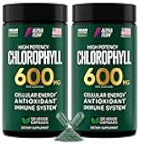 [2 Pack] Chlorophyll Capsules 600mg - Chlorophyll Supplement for Energy & Skin - Internal Deodorant for Women & Men - Alternative to Liquid Drops - 240 Vegan Pills