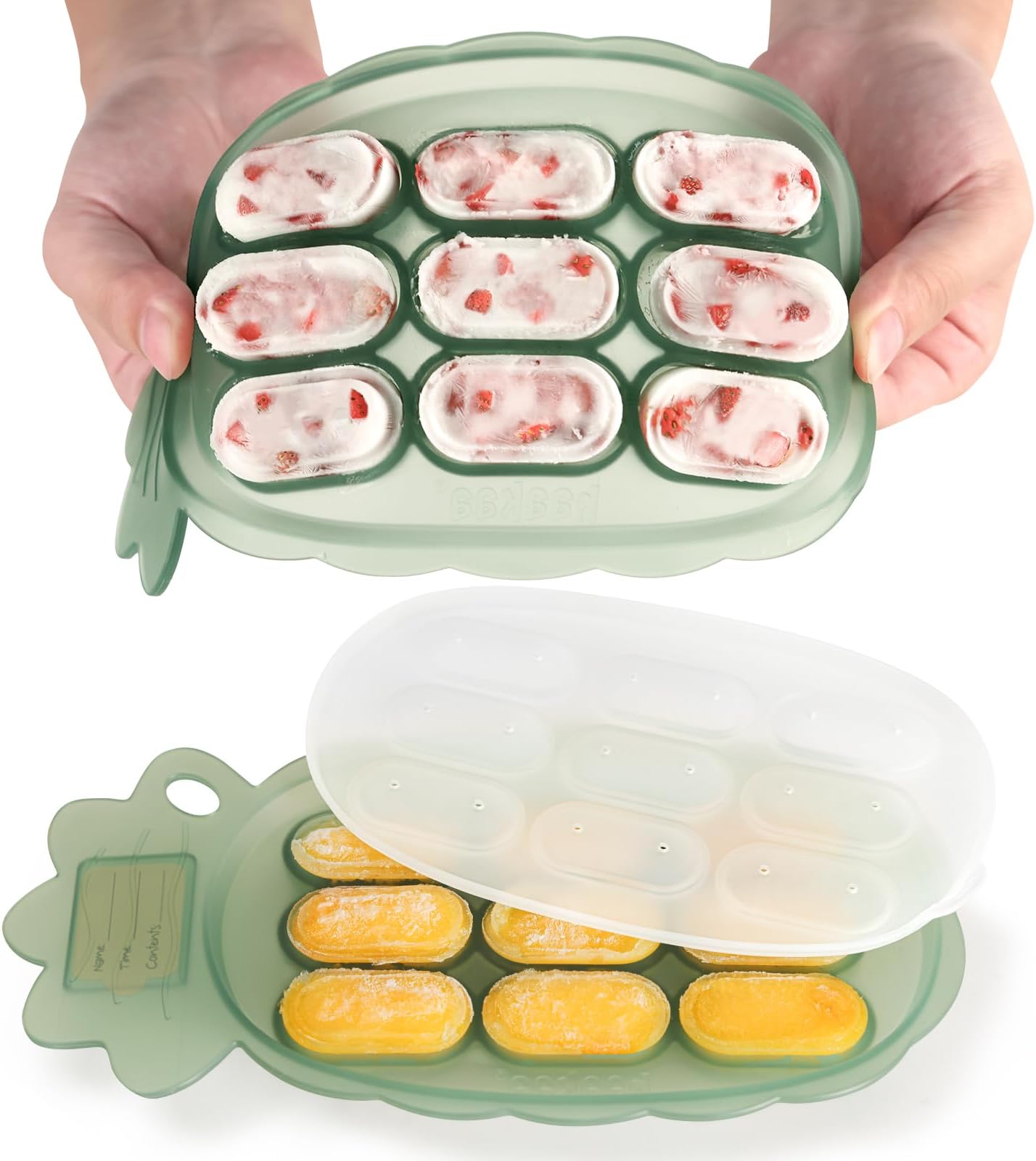 Haakaa Silicone Nibble Freezer Tray -Breastmilk Teething Popsicle Mold - Baby Fruit Food Feeder Teether Tray - Baby Food Maker - Ice Cube Tray - 4 Months+ Babies - BPA Free Silicone -Green