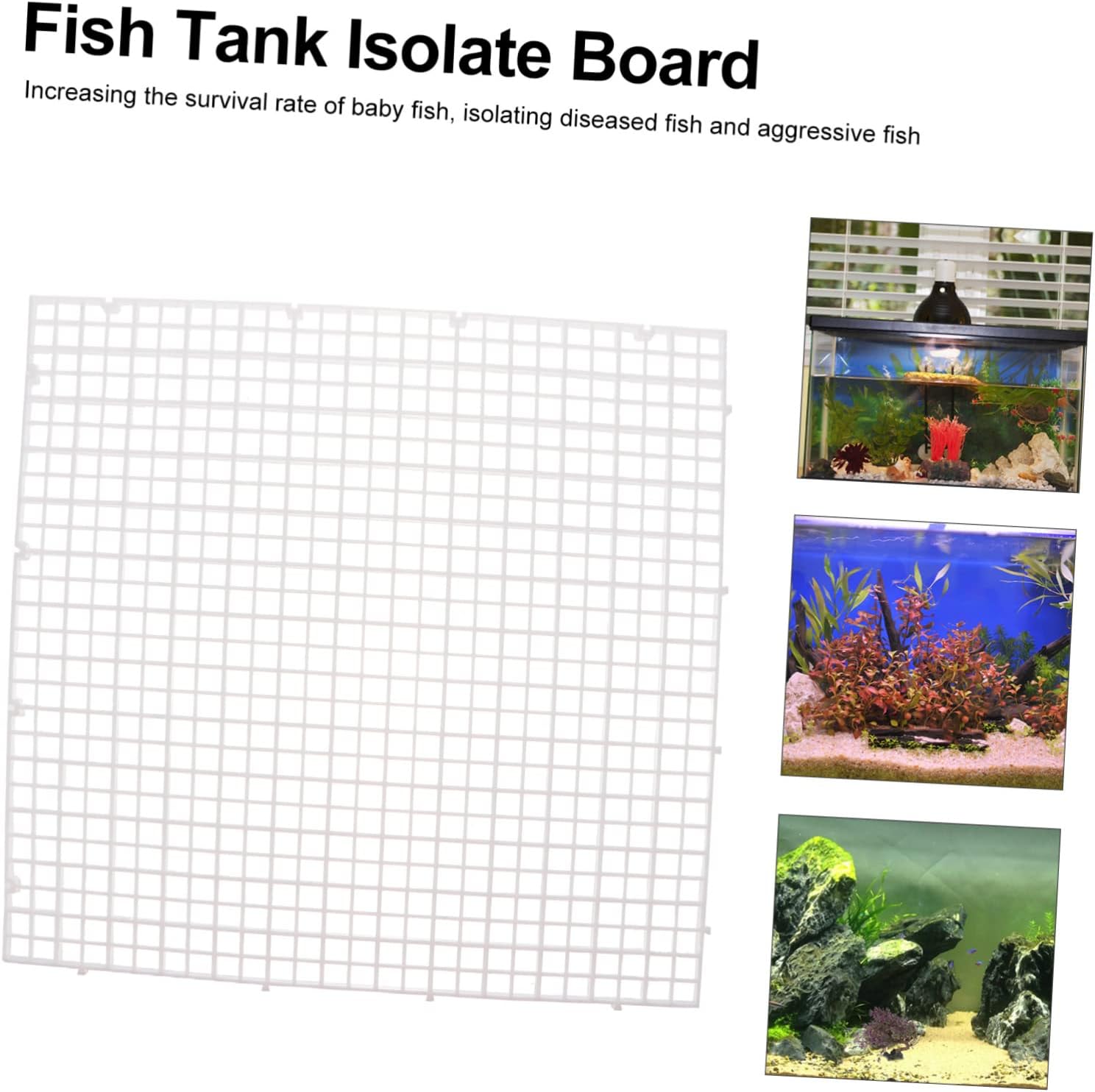 MERRYHAPY 1Set Aquarium Grid Divider Panel Durable Fish Tank Isolation Board for Mixed Breeding with Suction Clips and Ties for Fish Safety and Prevention