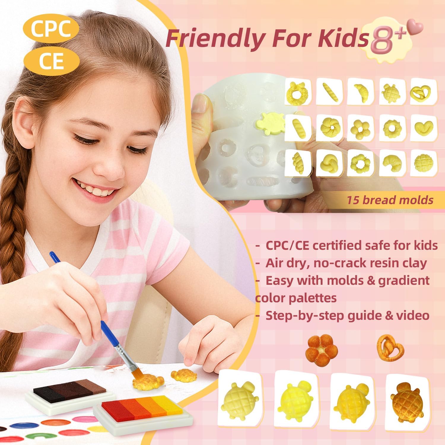 iLAND Basteln Mit Kindern Modelliermasse Lufttrocknend Bastelset Mädchen 7 Jahre Clay Bäckerei DIY Set Basteln Geschenke Für 12 Jährige Mädchen Lustige Geburtstagsgeschenke Spielzeug Kreativ