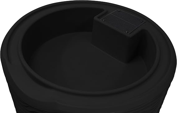 Good Ideas Impressions 50-Gallon Rain Saver Barrel Faux Palm Trunk Surface, Dual Spigot Locations with 2 Brass Spigots and Screen, Black