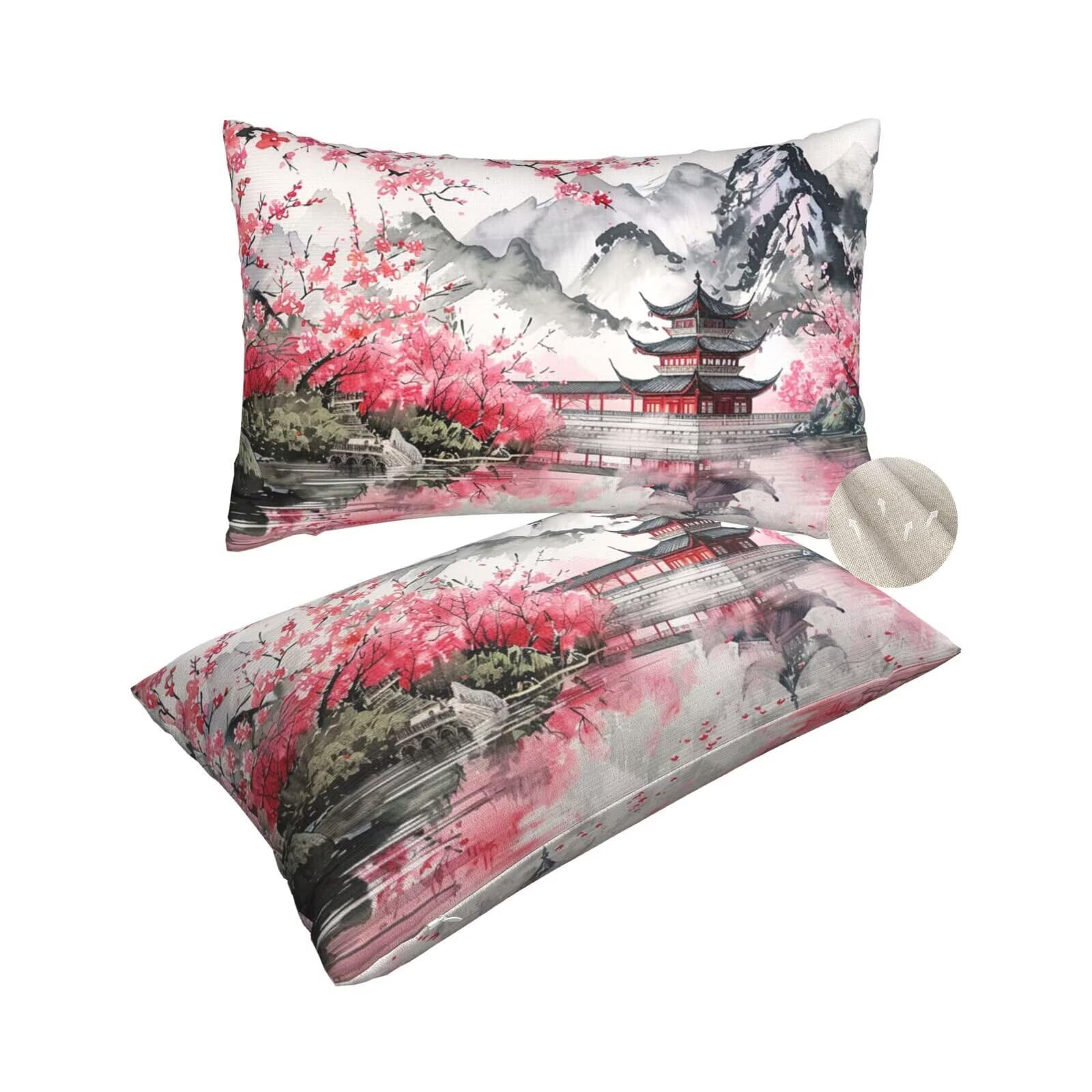 Housse coussin 50x80 cm encre lot de 2 rectangulaire pour canapé salon