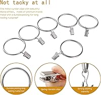 Vista 2 de 44 anillos de cortina con ganchos de clips, anillos de cortina de metal de acero inoxidable de 1.26 pulgadas, clips de suspensión para soporte