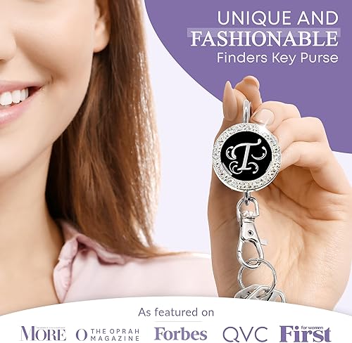 Miniatura 2 de Womens Bag Charm Key Finder, Car Keychain Hook, Cute Purse Organizer & Tote Bag Accessories, Gifts for Mom - Monogram Letter