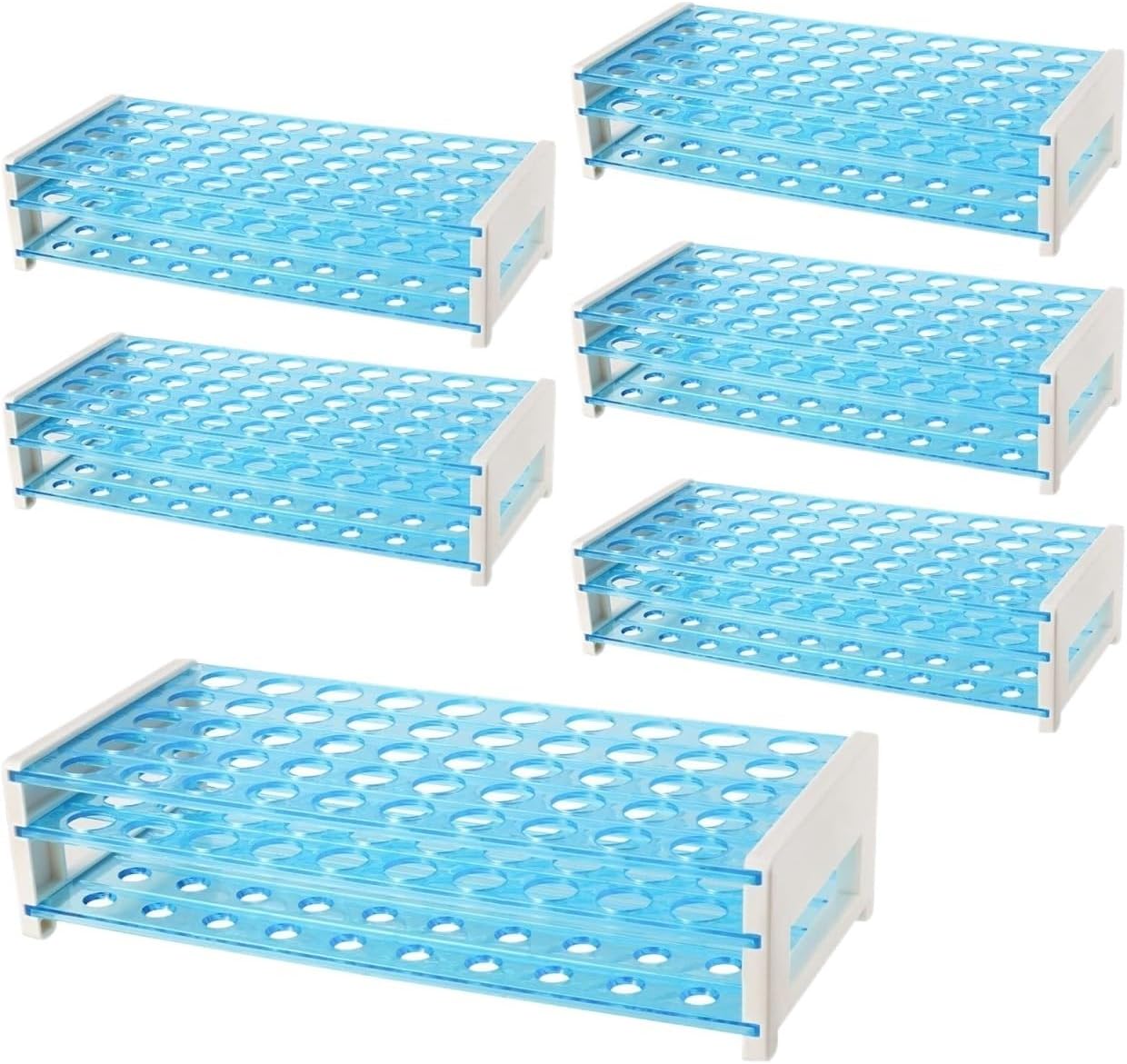 Tube Rack 6Pack Plastic Test Tube Holder 50 Hole Stand for 13/16mm Tubes Centrifuge Rack Laboratory Science