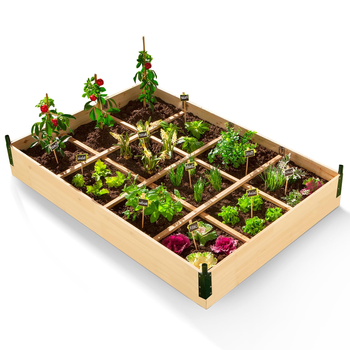 IDMarket - Carré Potager 12 Compartiments + Housse Serre châssis
