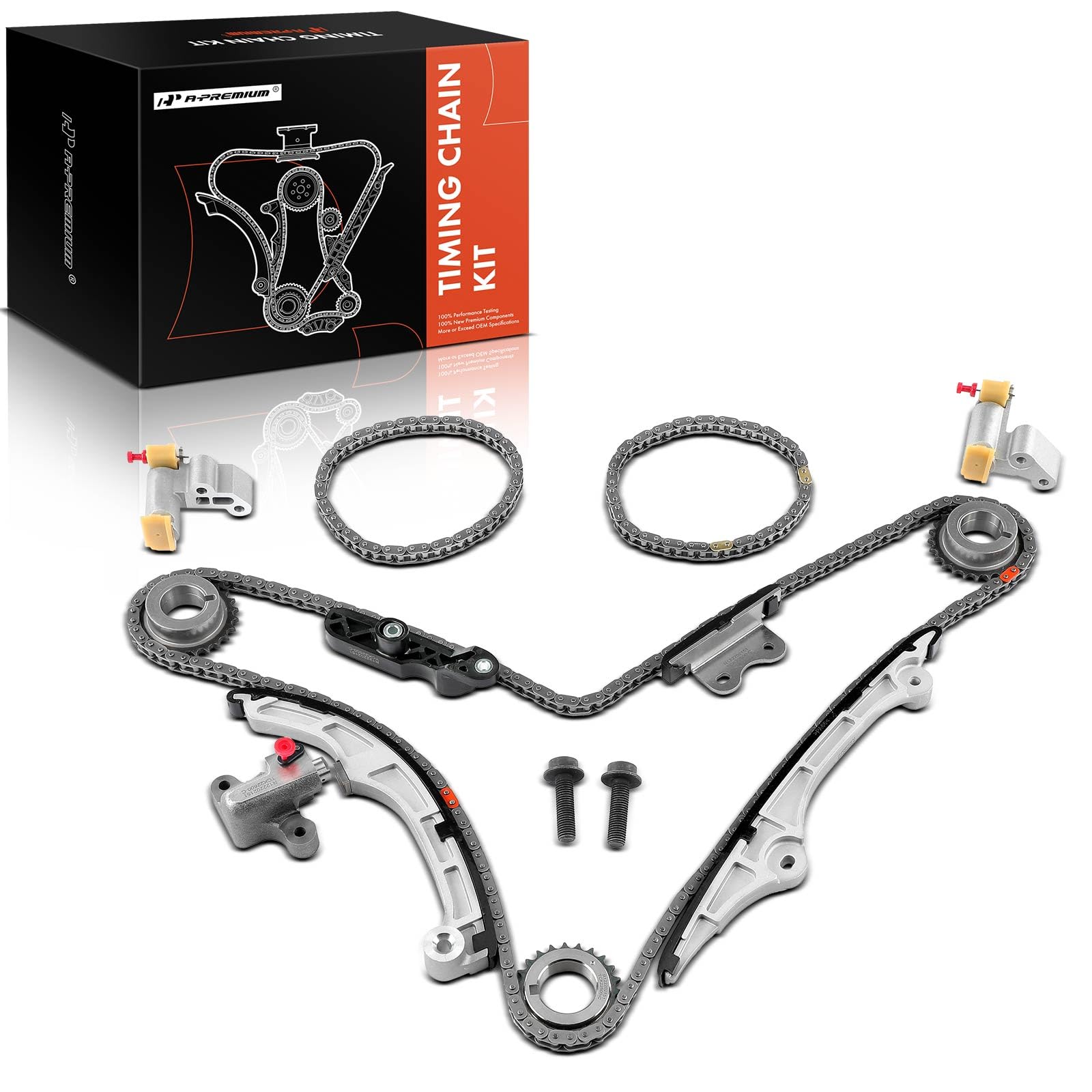 A-Premium 13PCS Engine Timing Chain Kit W/Tensioner & More [fits DOHC, 6Cyl 3.5L 3.7L] Compatible with Lincoln MKS, MKT, MKX 07-10 & Mazda CX-9, 6 & Mercury Sable & Ford Taurus, Fusion, Flex, Edge