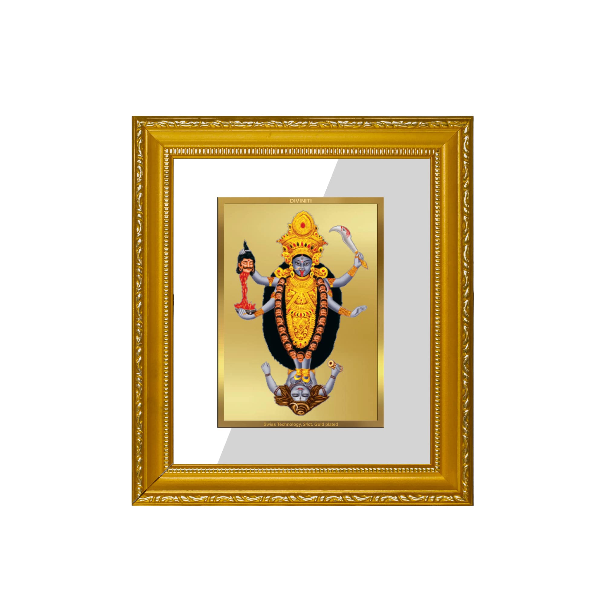 Cadre photo Maa Kali plaqué or 24k d'exception pour pūjā spirituelle