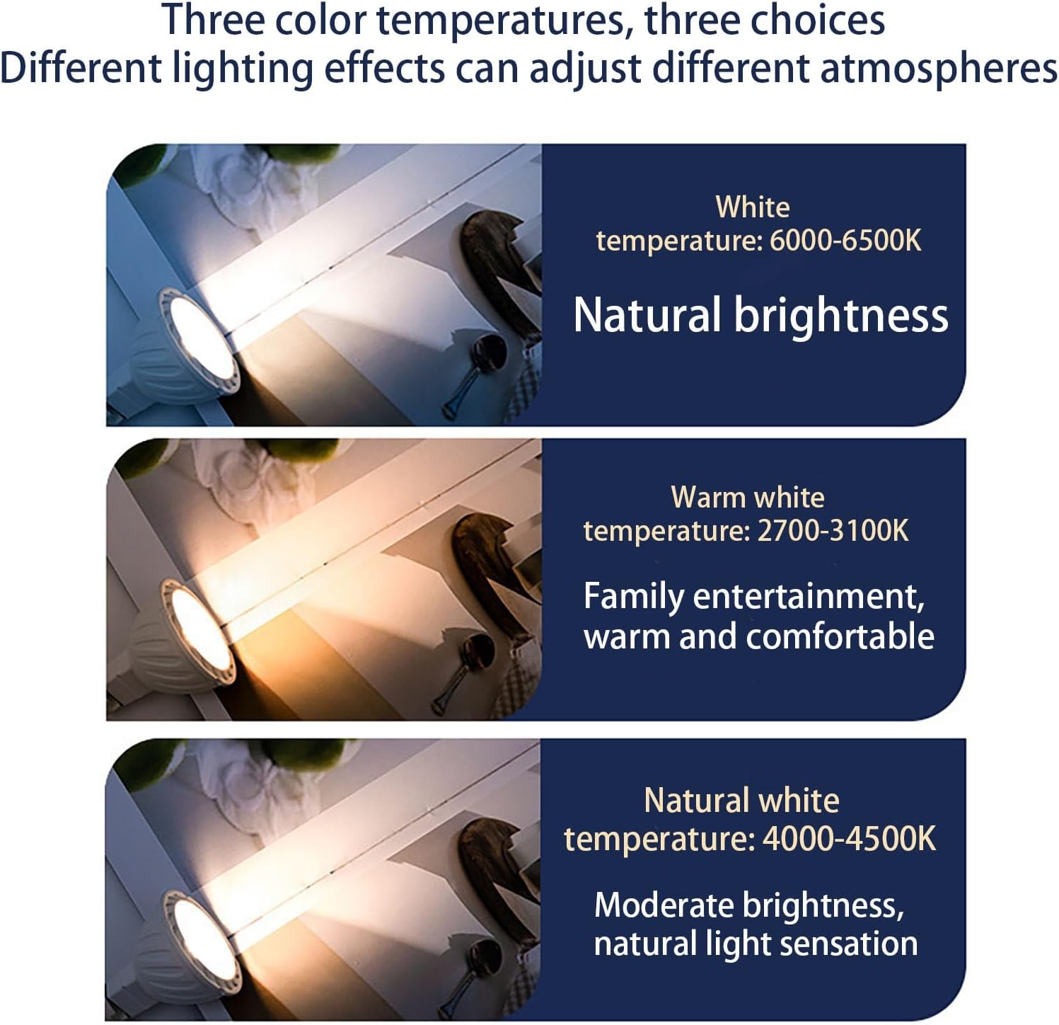 GU10 LED Light Bulbs 10W, Equivalent 100W, Pack of 6, 1000 Lumens, LED Bulbs for Recessed Track Lighting, AC100-265V, 38° Beam Angle, Non-Dimmable(Warm White)