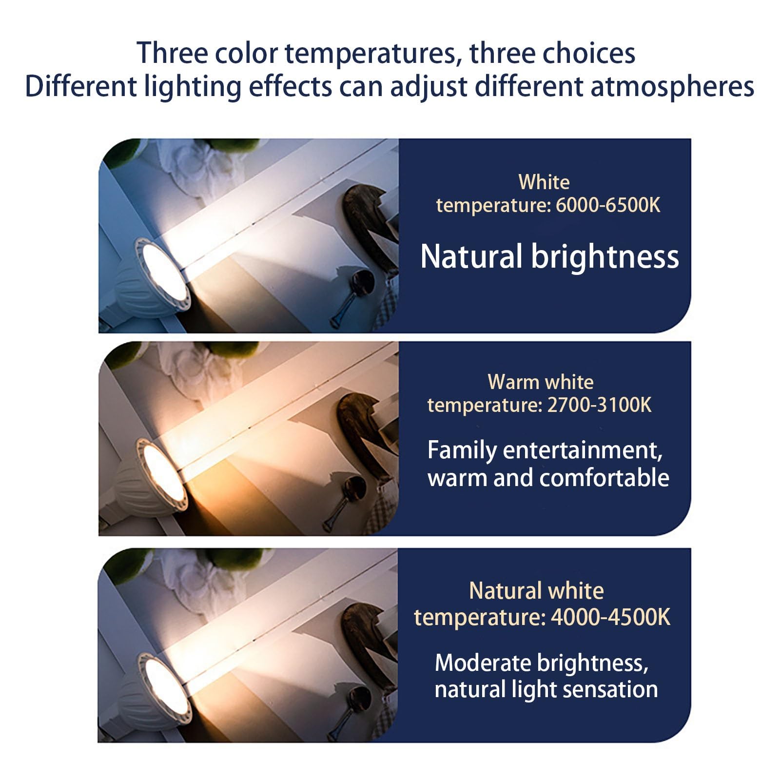 lámparas LED, Bombillas LED GU10 de 10 W, equivalentes a 100, paquete 6, 1000 lúmenes, CA 100-265 V, ángulo haz 38°, no regulables(Natural White)