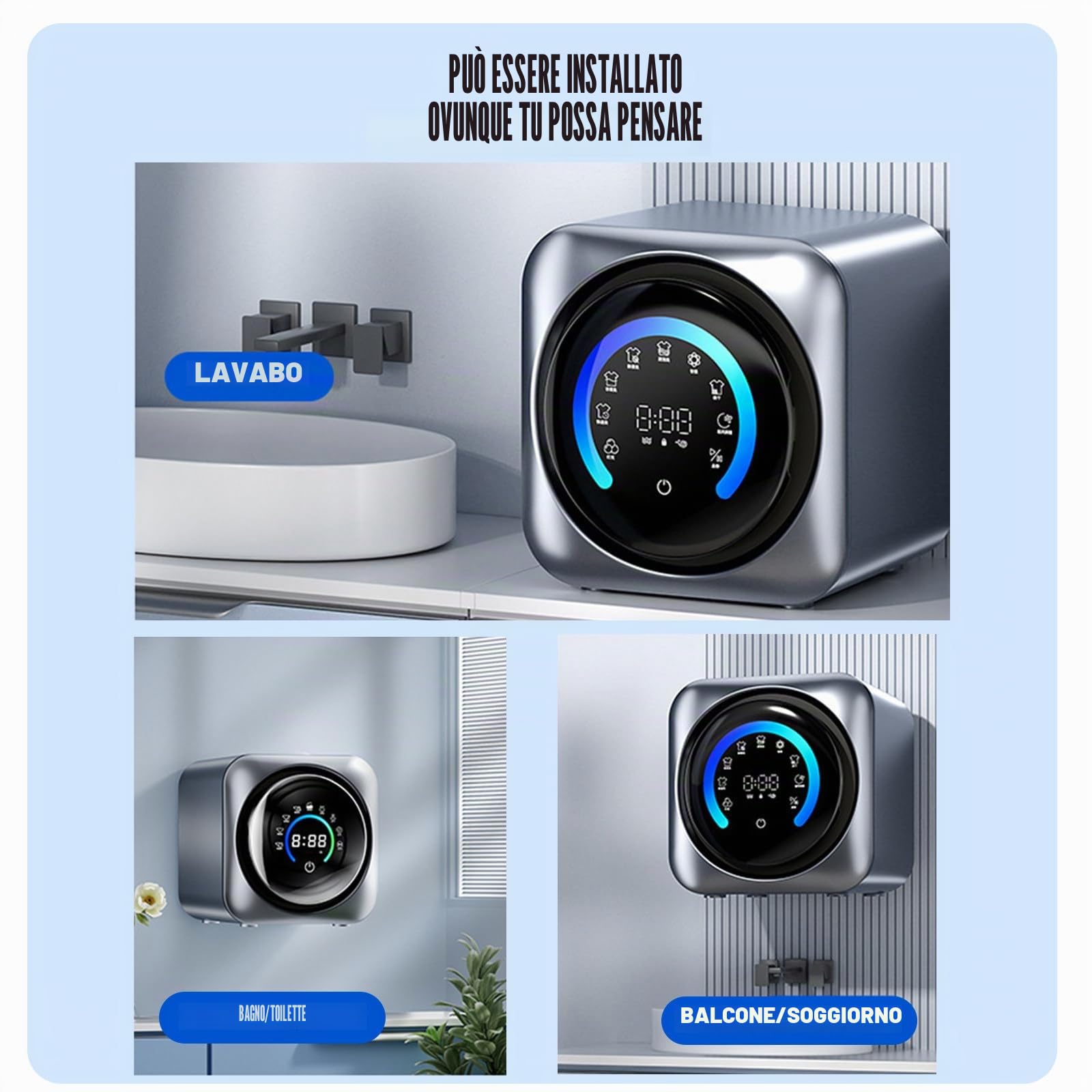Compatta Ma Potente Lavatrice Mini per Una Pulizia Efficiente Mini Lavatrice a Parete con capacità Tamburo 3kg Lavatrice Portatile per Biancheria Intima Desktop