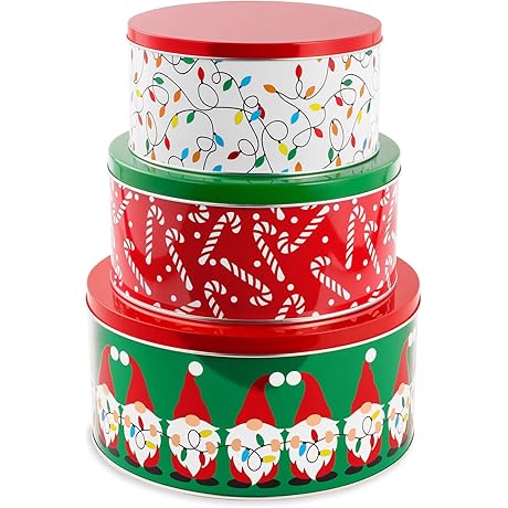Decorative Christmas Cookie Tins Set Large