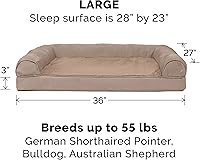 Vista 2 de Furhaven Pet – Sofá de felpa ortopédica para perro, cama con forma de L, tumbona ergonómica con contorno de cuna, cama para perros y gatos, varios