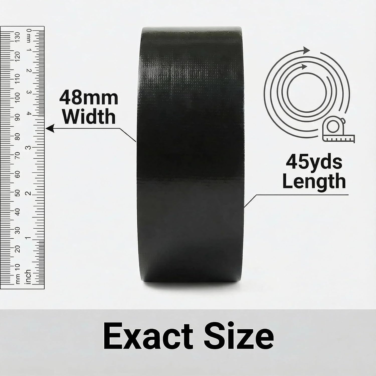 Heavy-Duty Duct Tape, 48mm x 45 Yard Black Duct Tape Bulk 6-Pack Total 540yds– All-Purpose Cloth Backing Black Tape for General Maintenance, Moving & Storage Sealing