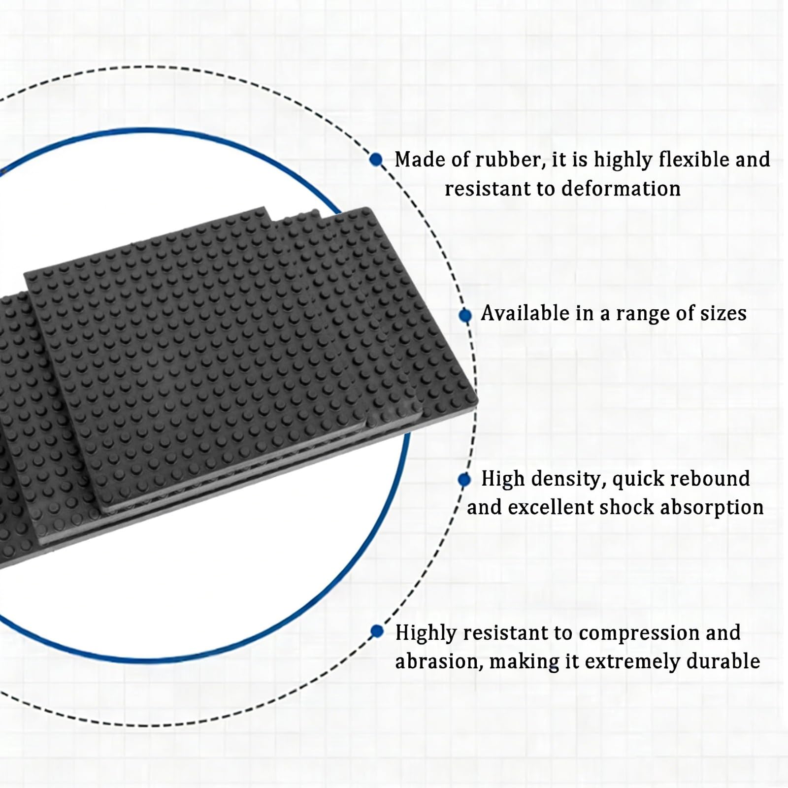 Geräuschdämmende Pads, Stoßdämpfende Gummi Matte für Klimaanlage Audiosystem, Rutschfeste Anti Vibration Füße, Isolierunterlage für Drucker, Kratzschutz Boden(600 * 600mm,20mm)