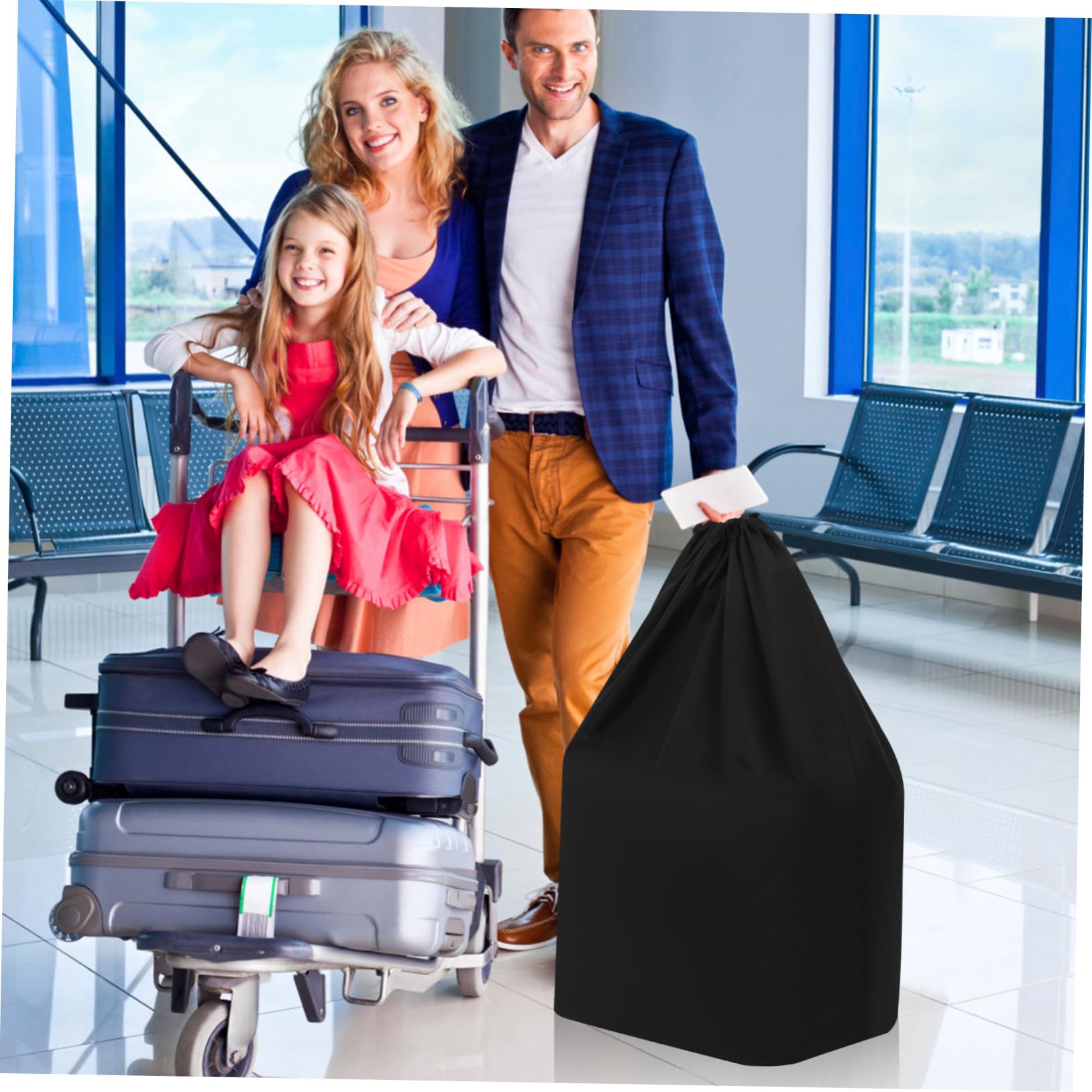 Gatuida Sacca Passeggino da Viaggio per Aereo, Borsa in Nylon Nero | Cinghie Doppie, Chiusura a Coulisse Blocco, Cuciture Rinforzate per Uso in Viaggio