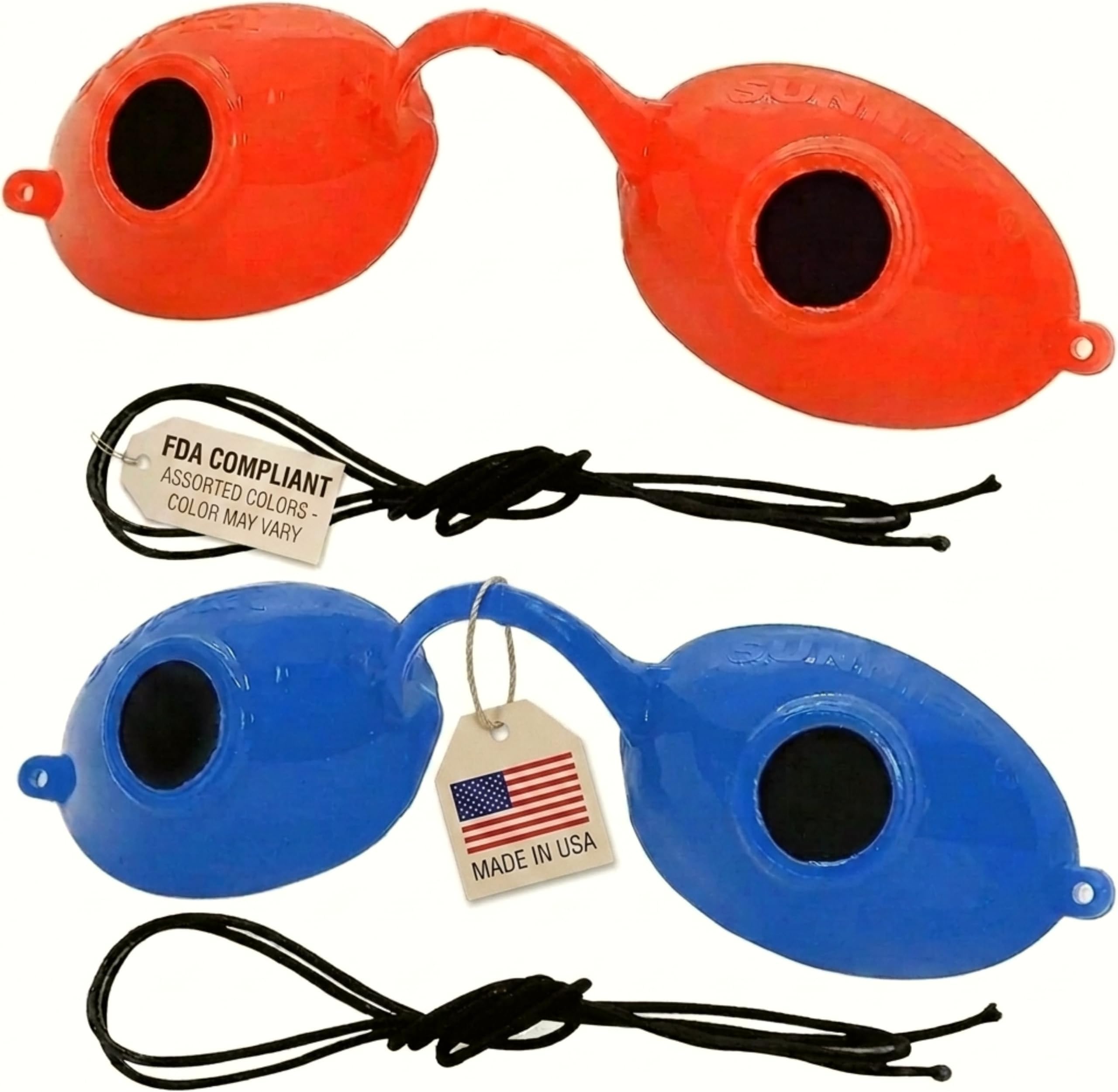 Super Sunnies UV Eye Protection FDA Compliant Eyeshields, Tanning Bed Goggles, Red Light Therapy Glasses w/Strap
