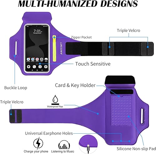 Miniatura 6 de Brazalete para correr con bolsa para auriculares, brazalete para teléfono celular para iPhone 16 15 Pro 14 Plus 13 11 XR XS, Galaxy S24S10