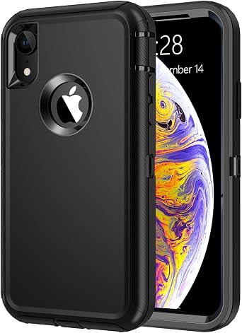 for iPhone Xs Max Case, Heavy Duty Shockproof Dust/Drop Proof 3 Layer Full Body Protection Rugged Cover Case for Apple iPhone Xs Max 6.5",Black